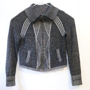 Womens BDG Zip Up Sweater Light Jacket Size Large Black/White Boho Style